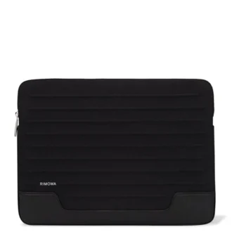 Flache Pouch Laptop Bag in Leder & Canvas Bucket Bag