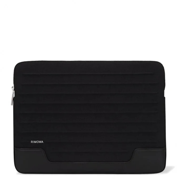 Flache Pouch Laptop Bag in Leder & Canvas Bucket Bag