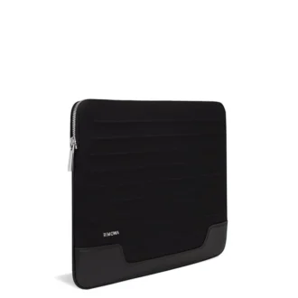 Flache Pouch Laptop Bag in Leder & Canvas Bucket Bag
