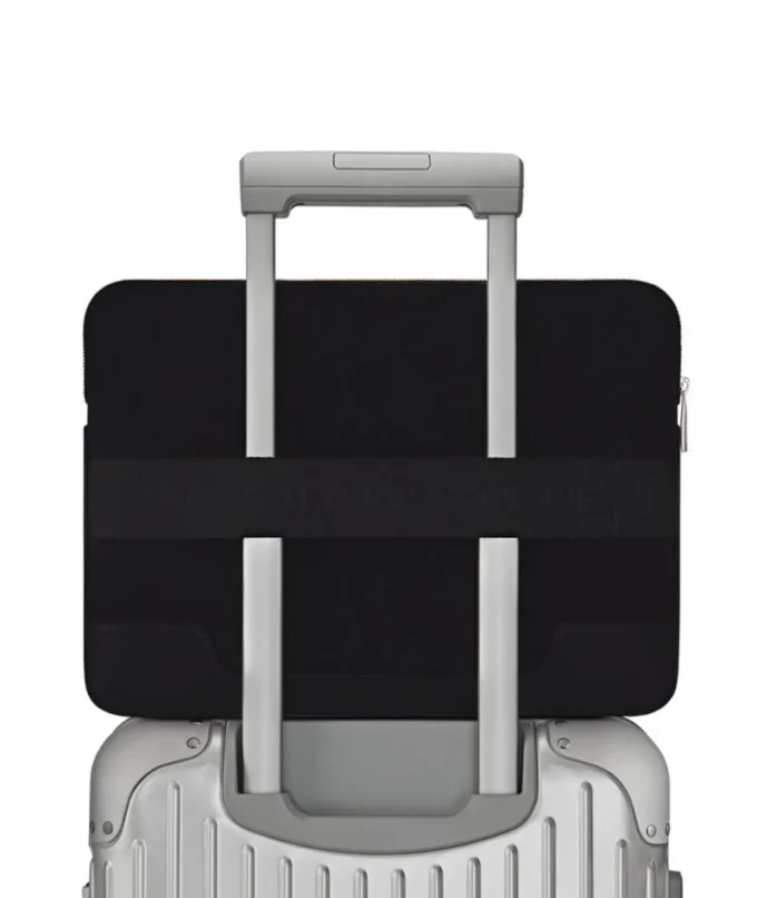 Flache Pouch Laptop Bag in Leder & Canvas Bucket Bag