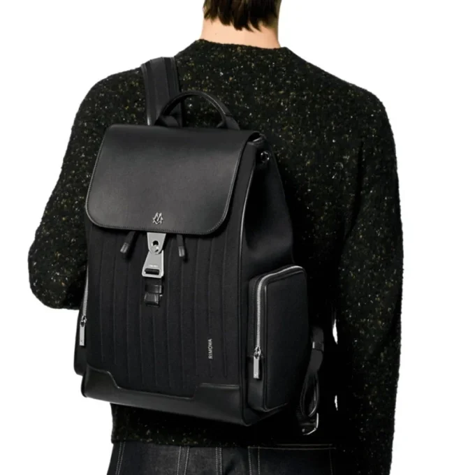 Flap Large in Leder & Canvas Rucksack